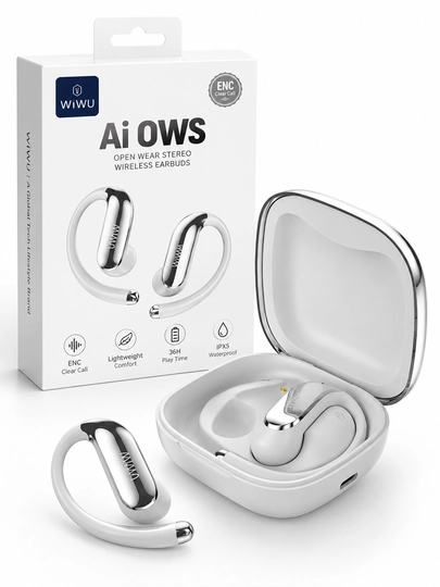 WiWU AiOWS simsiz quloqchin Bluetooth, ENC, ochiq dizayn, IPX5 va 36 soat