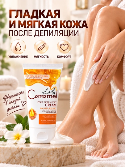 Крем после депиляции Lady Caramel Увлажняющий, замедляющий рост волос,  150 мл