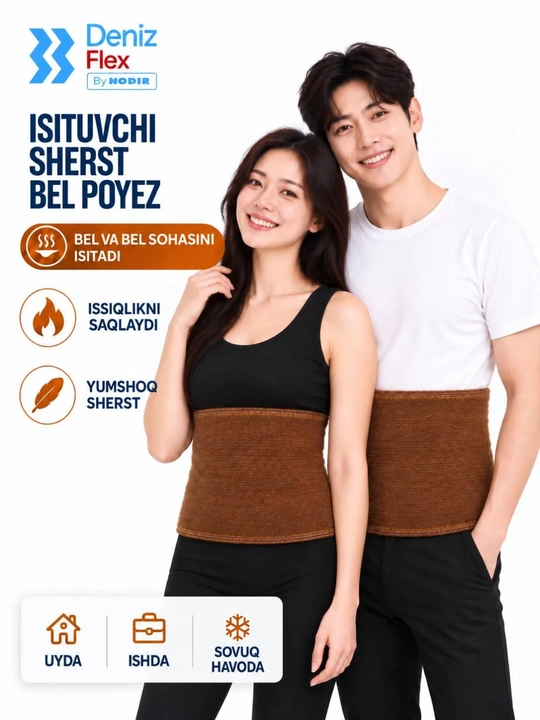 Issituvchi bel korseti uniseks, elastik yumshoq belbog‘, S–2XL, sovuq havo uchun - 