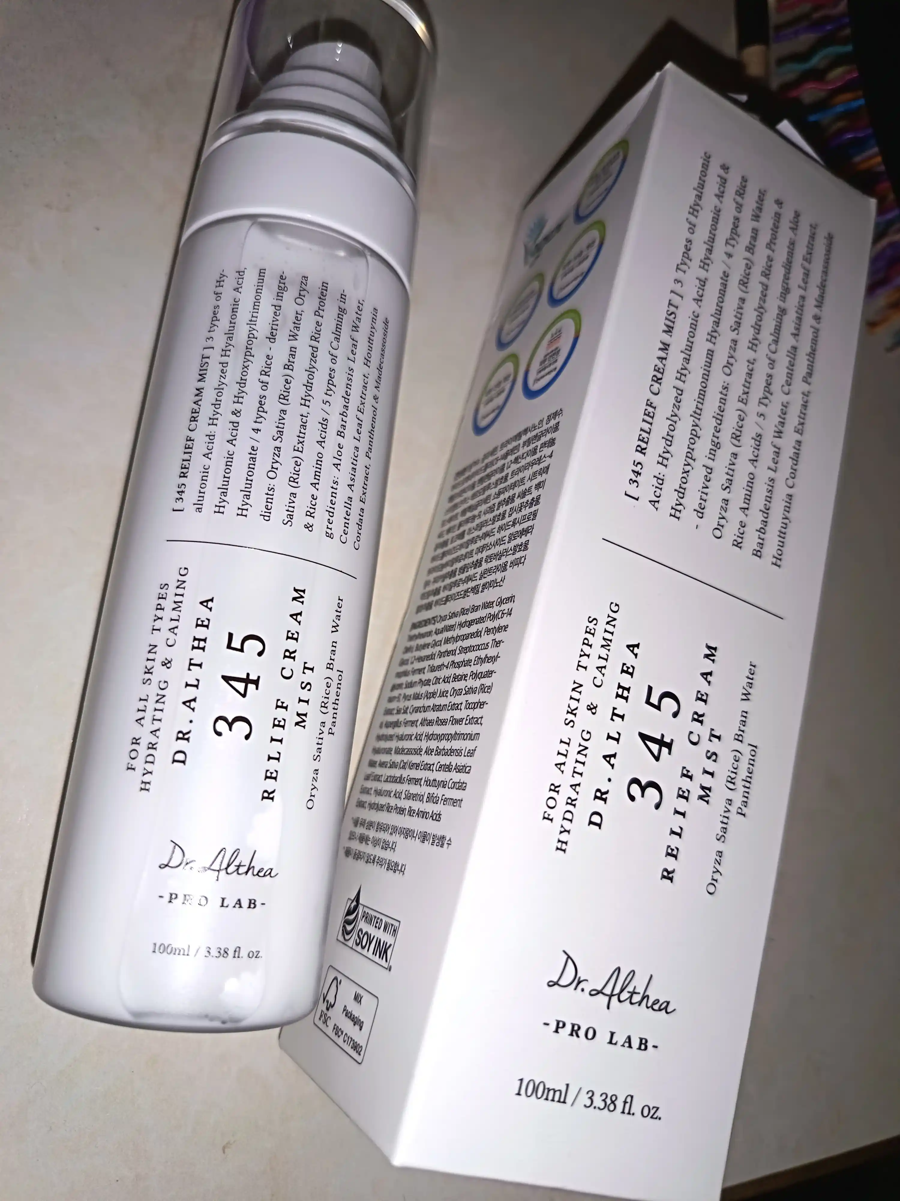 Кремовый спрей мист для лица Dr Althea 345 Relief Cream mist, рис и пантенол, успокаивающий