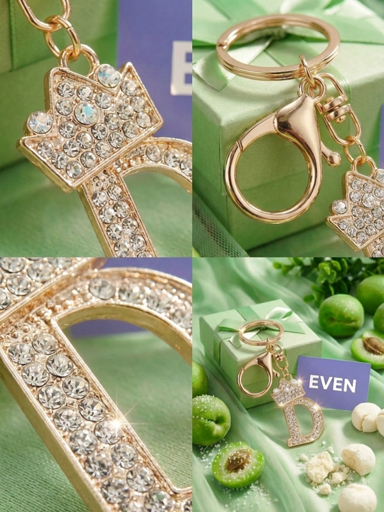 Брелоки, золотые буквы с короной, украшенные кристаллами, подарок для женщин, EVEN