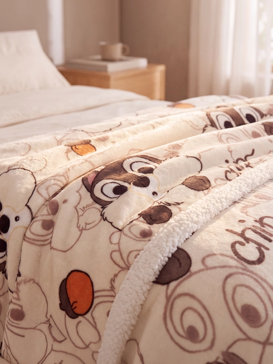 Momiq pled Mickey Mouse 160×220 sm, ikki tomonlama, yumshoq va issiq