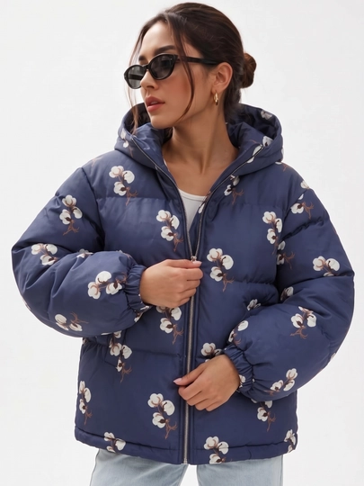 UMA ayollar uchun paxta printli Oversize puffer kurtka - 