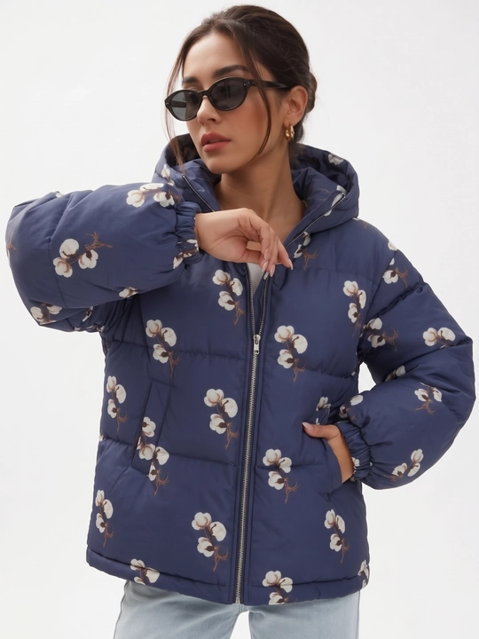 UMA ayollar uchun paxta printli Oversize puffer kurtka