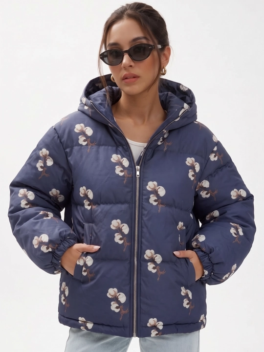 UMA ayollar uchun paxta printli Oversize puffer kurtka