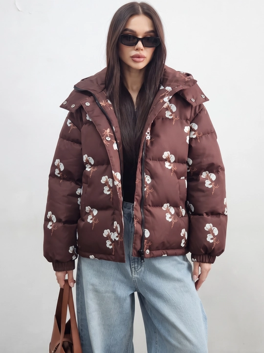 UMA ayollar uchun paxta printli Oversize puffer kurtka