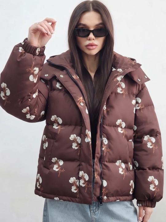UMA ayollar uchun paxta printli Oversize puffer kurtka