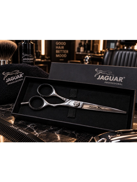 JAGUAR Professional original sartaroshlik qaychisi, premium, kumush rang, keys bilan