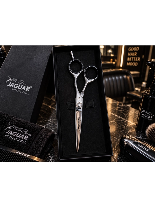 Оригинальные парикмахерские ножницы JAGUAR Professional, серебристые, с футляром - 