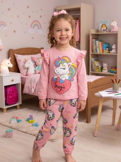 Pijama qizchalar uchun 1-8 yosh 100% paxta - 
