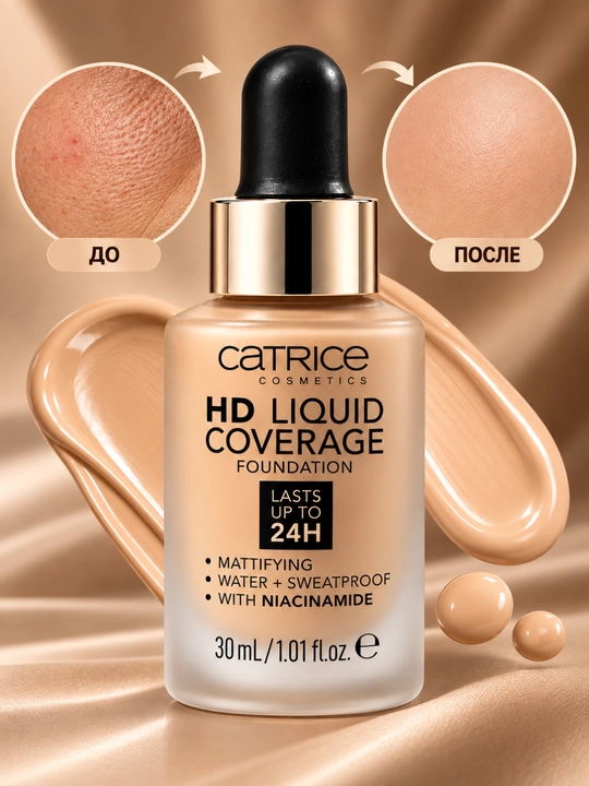 Catrice HD Liquid Coverage Foundation — жидкий тональный крем HD