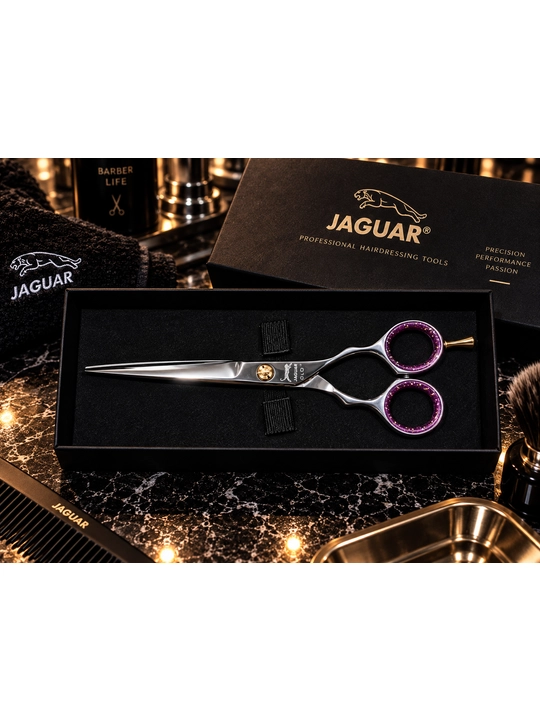 JAGUAR Professional sartaroshlik qaychisi, kumush-oltin rangli, g‘ilofli