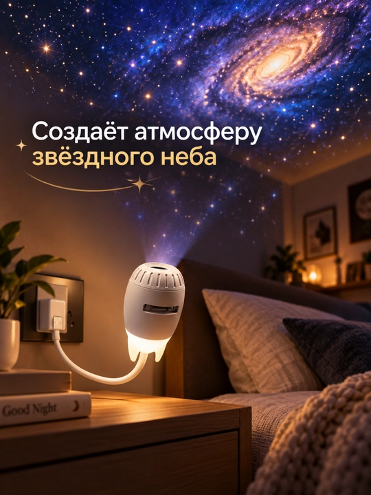 Ночник-проектор USB, гибкий, со сменными проекционными дисками, 3 шт