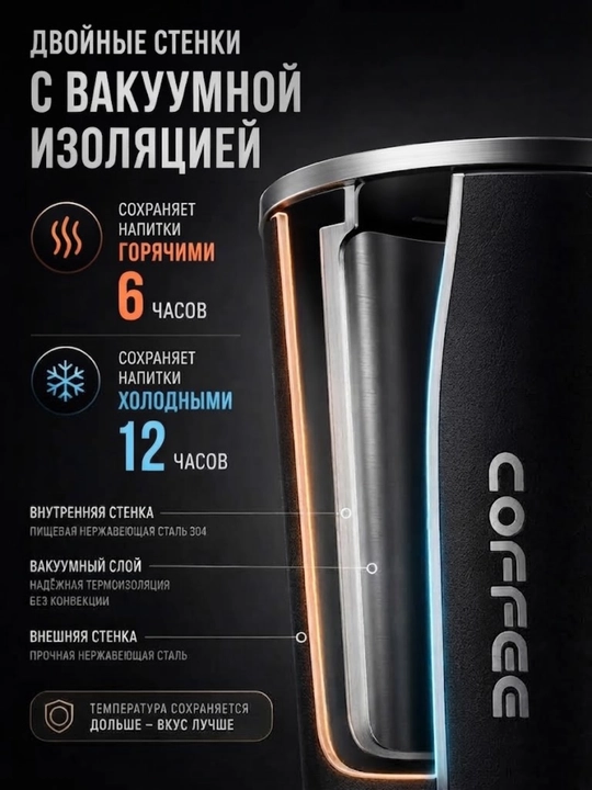 Choy va kofelar uchun  germetiklangan termokrujka, termoslar 500ml