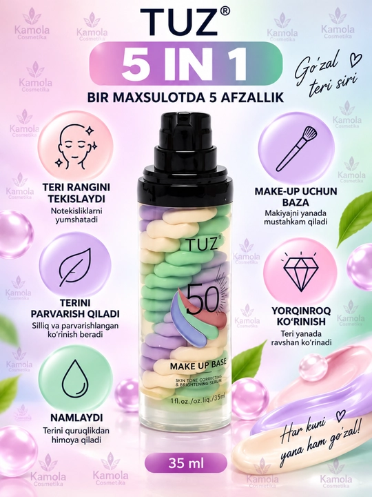 TUZ pardoz asosi, yuz uchun universal praymer, 35 ml