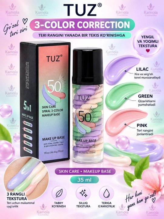 TUZ pardoz asosi, yuz uchun universal praymer, 35 ml