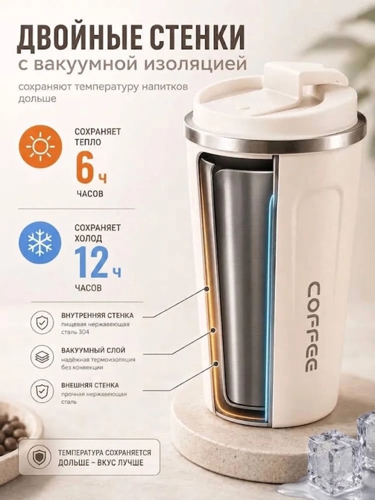 Choy va kofelar uchun  germetiklangan termokrujka, termoslar 500ml