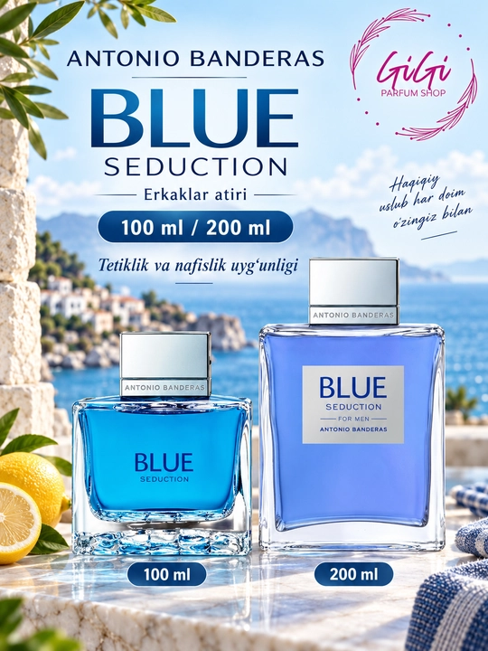 Antonio Banderas Blue Seduction parfyumeriya suvi, 100/200 ml - 