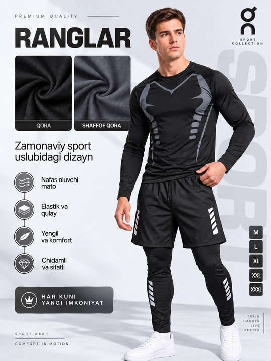 Erkaklar sport kiyimi, futbolka va shortik