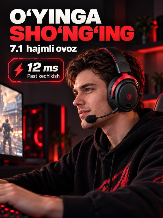 Игровые наушники SADES 812 Pro с микрофоном, Bluetooth 6.0/2.4G/USB-C, 7.1, RGB