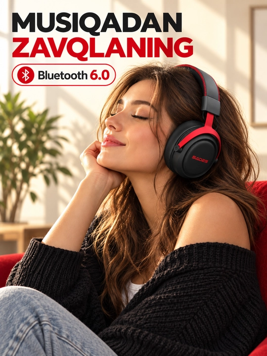 Игровые наушники SADES 812 Pro с микрофоном, Bluetooth 6.0/2.4G/USB-C, 7.1, RGB