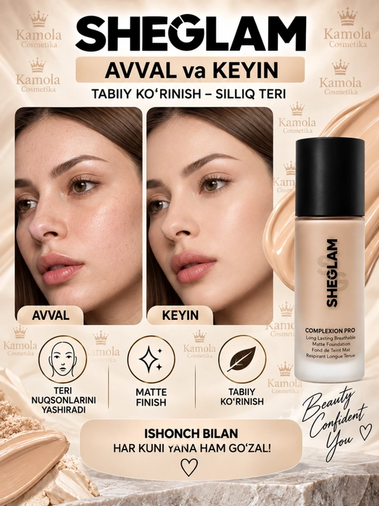 Тональный крем для лица Sheglam, натуральный матовый оттенок, увлажняющий крем, 30 мл