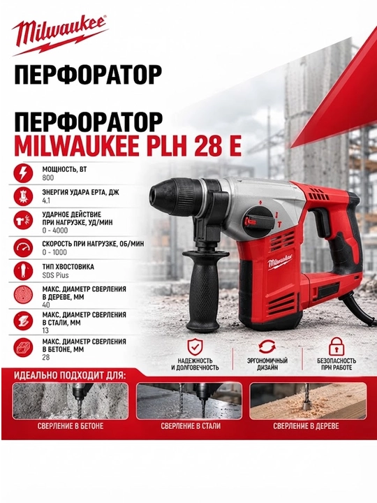 Milwaukee PLH 28 E aylanadigan bolg'a - 