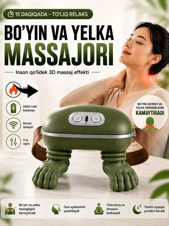 Электрический 3D массажер для шеи и плеч, массажер для тела в форме человеческой руки
