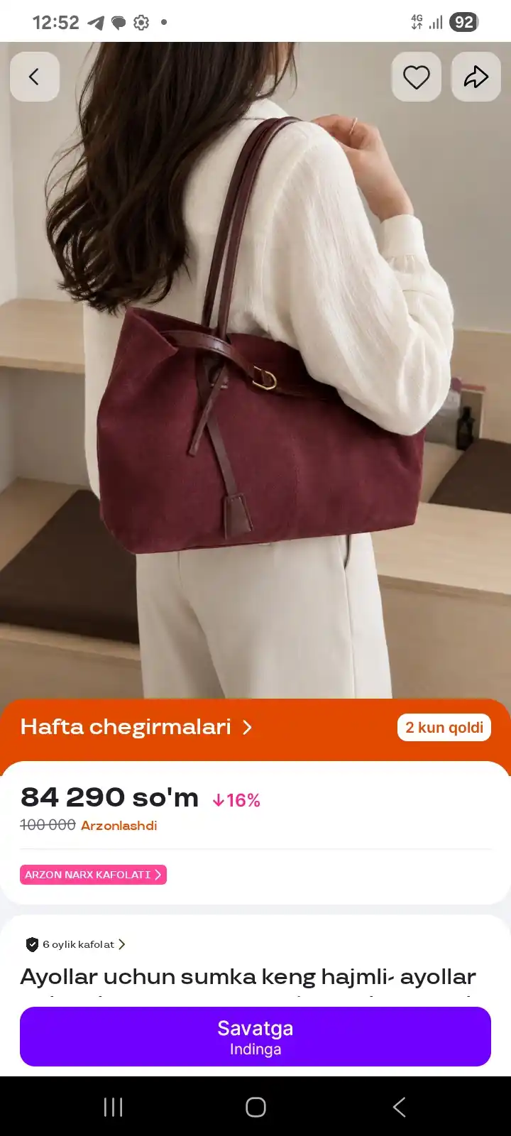 Ayollar uchun sumka keng hajmli- ayollar uchun katta va zamonaviy sumka, zamsh