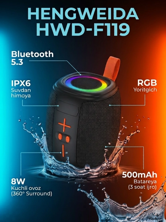 Мощная и компактная беспроводная Bluetooth-колонка HENGWEIDA HWD-F119 - 