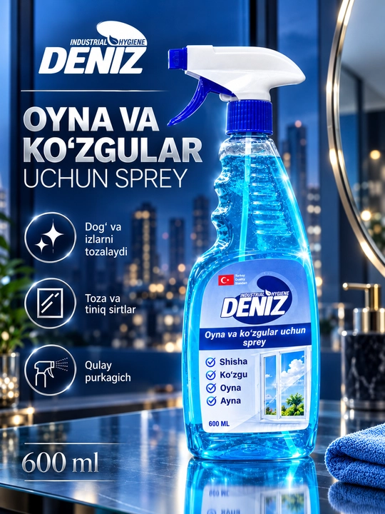 Oyna va ko‘zgular uchun sprey Deniz Industrial Hygiene tozalash vositasi - 