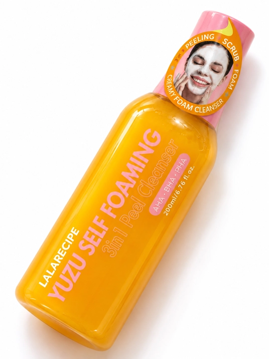 LALARECIPE Yuzu Self Foaming Peel Cleanser — пенка-пилинг для умывания с AHA/BHA/PHA