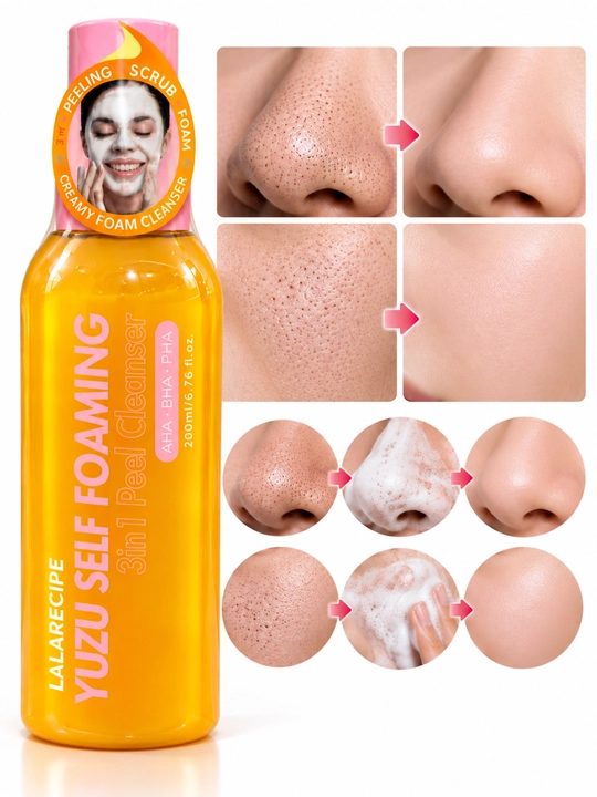 LALARECIPE Yuzu Self Foaming Peel Cleanser — пенка-пилинг для умывания с AHA/BHA/PHA