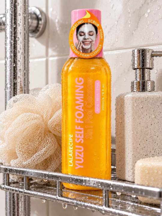 LALARECIPE Yuzu Self Foaming Peel Cleanser — пенка-пилинг для умывания с AHA/BHA/PHA