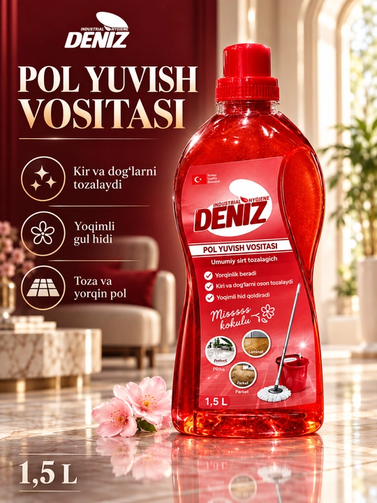 Deniz Industrial Hygiene gul iforli pol va yuzalarni yuvish vositasi - 