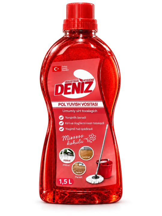 Средство для мытья полов и поверхностей Deniz Industrial Hygiene, с ароматом цветов