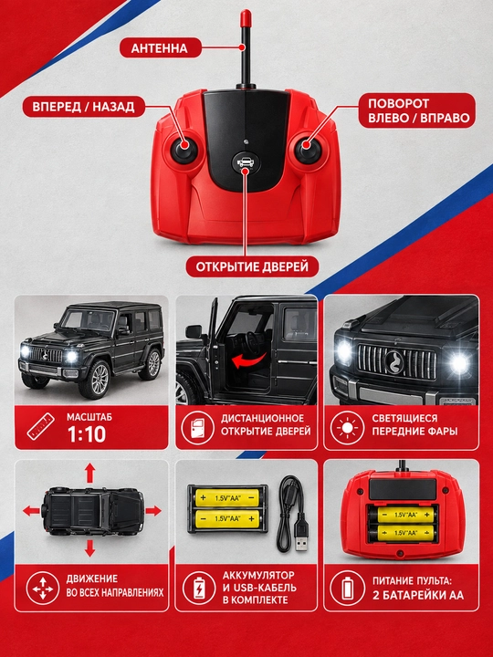 Mercedes-Benz AMG G63 masofadan boshqariladigan mashina, eshiklari ochiladi