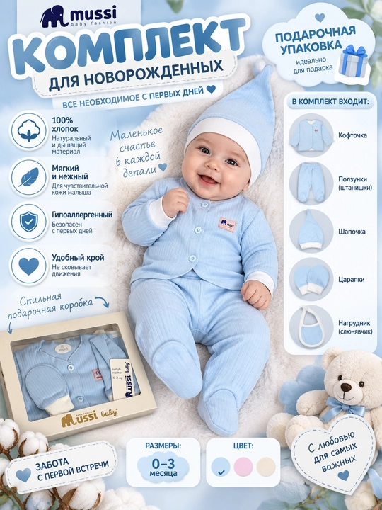 Одежда для новорожденных, Mussi, на выписку, Турция