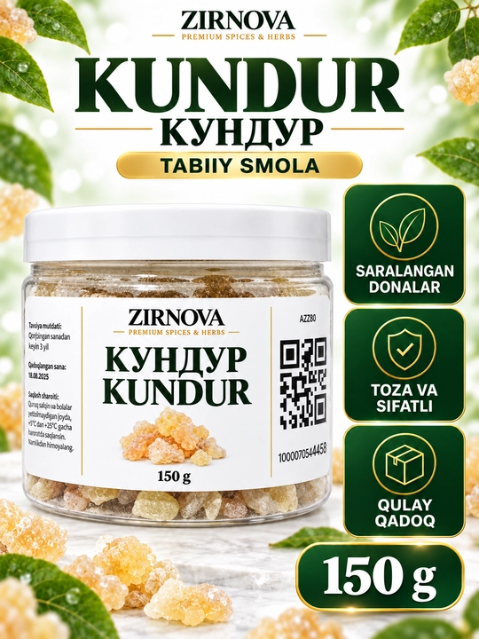 ZIRNOVA Kundur tabiiy smola, 100 g,  150 g, 200 g, 300 g, 600 g