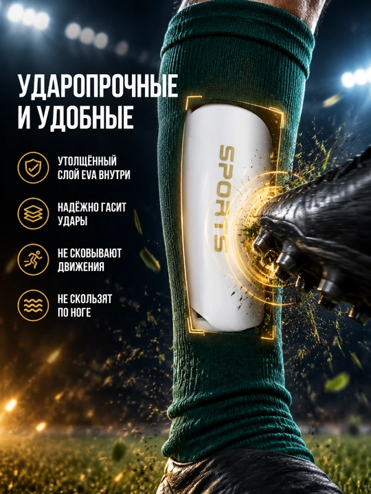 Щитки футбольные SPORTS, 5 мм, накладки защитные на голень, для взрослых и детей
