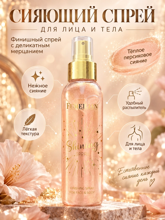 Сияющий шиммер-спрей для лица и тела FUMEILIAN Shining Spray - 