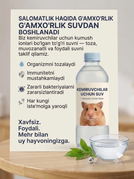 Вода для грызунов с ионами серебра — питьевая обогащенная вода для хомяков, кроликов - 