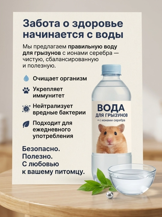 Вода для грызунов с ионами серебра — питьевая обогащенная вода для хомяков, кроликов