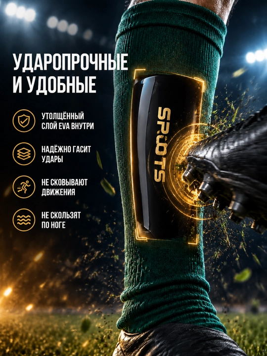 Щитки футбольные SPORTS, 5 мм, накладки защитные на голень, для взрослых и детей