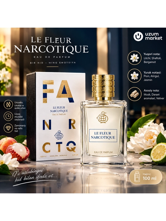 Fragrance World Le Fleur narcotique Erkaklar va Ayollar uchun original arab atiri, 100 ml - 