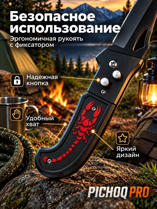 Buklanadigan universal pichoq, zanglamaydigan po'lat, ixcham, pichoq-spinner sayyohlik - 