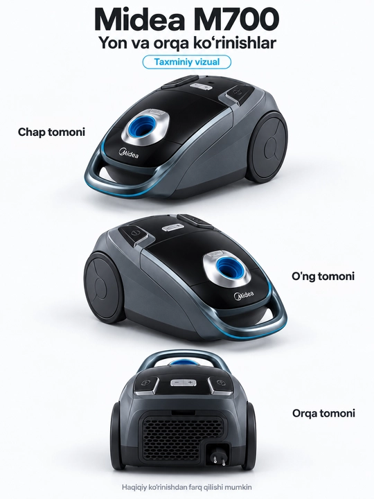 Midea M700 changyutgich, 2200 Vt, 6 l chang qopi, quruq tozalash uchun, 7 m sim