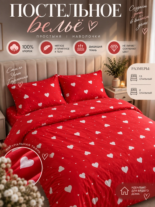 Простыня и наволочка, 100% хлопок, 1-спальная и 2-спальная, мягкая, дышащая, не линяет