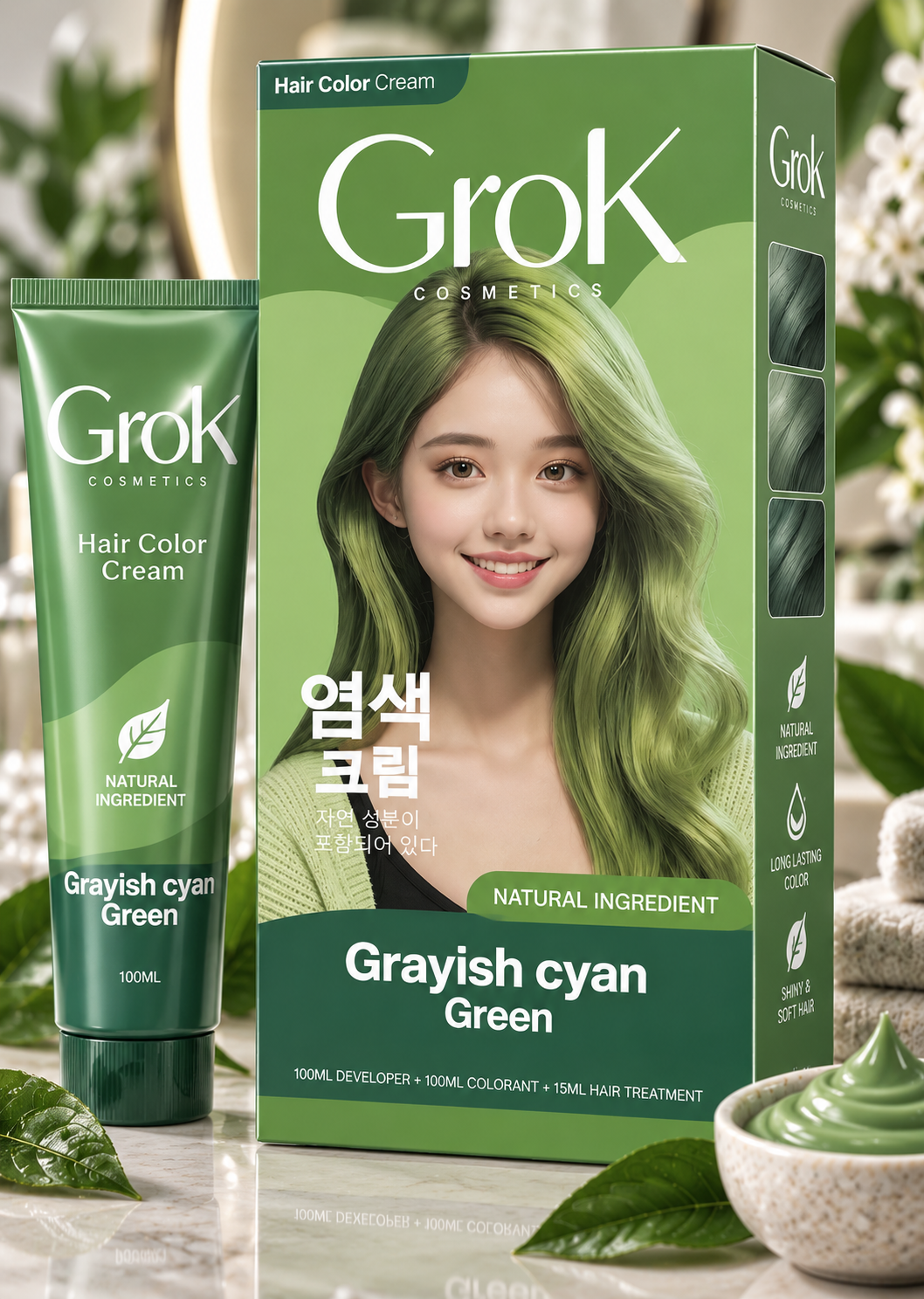 Стойкая краска для волос grok, Корея