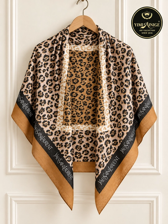 Leon XB ayollar ro‘moli, leopard naqshli hijob va bosh ro‘mol, 110 × 110 sm